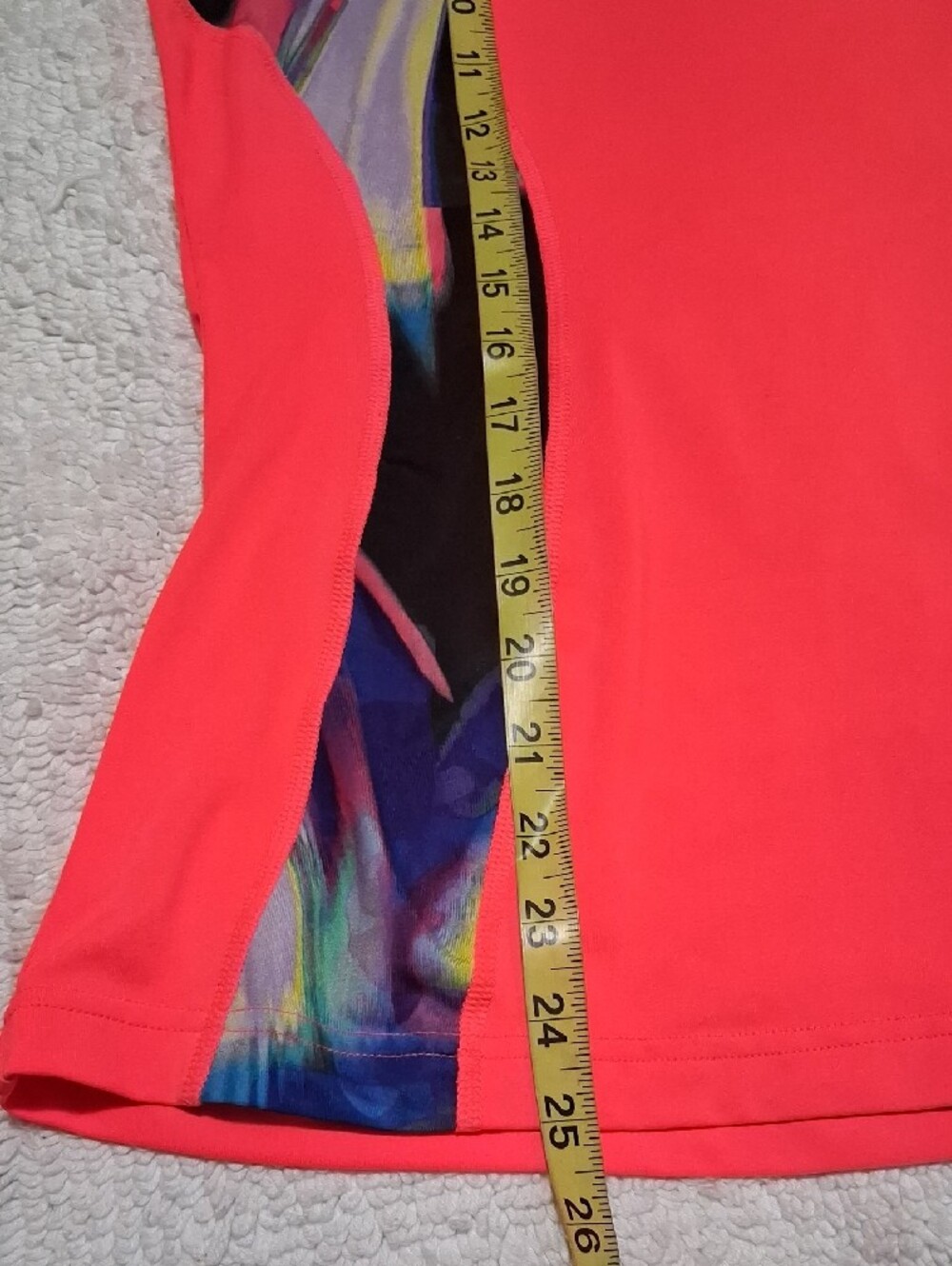 Fila Neon Coral Performance Tee with Multicolor Side Panels - Picture 6 of 8